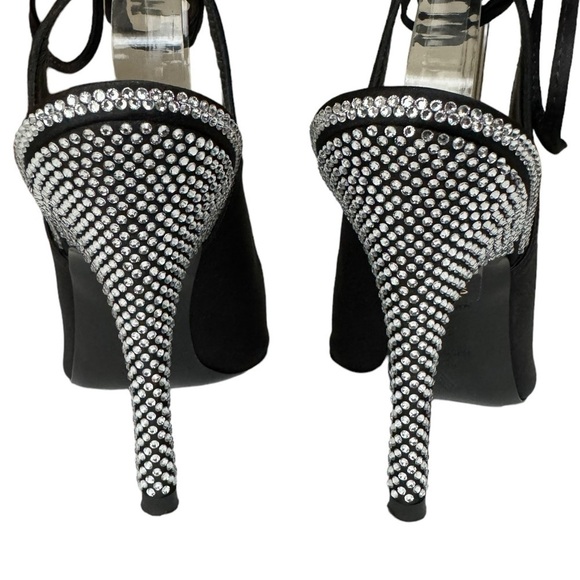 THE ATTICO Black Venus Slingback Crystal Heels - Picture 9 of 16